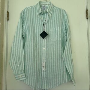 NWT Brooks Brothers Men’s Irish Linen Striped Linen Shirt